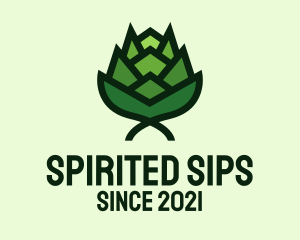 Green Hops Flower  logo design