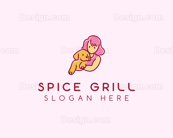 Girl Dog Pet Logo