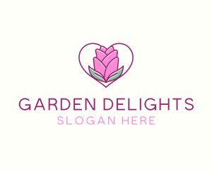 Rose Flower Heart logo design