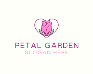 Rose Flower Heart logo design