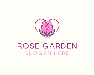 Rose Flower Heart logo design