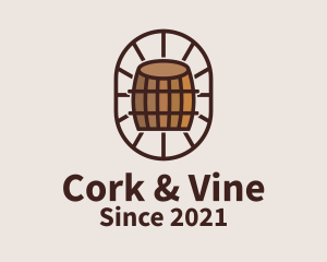 Wooden Wine Barrel  logo design