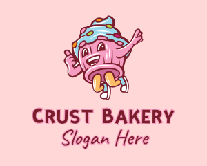 Cupcake Bakery Cartoon Mascot logo design