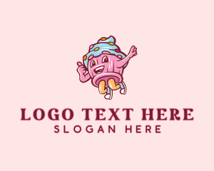 Cupcake Bakery Cartoon Mascot Logo