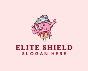 Cupcake Bakery Cartoon Mascot logo design