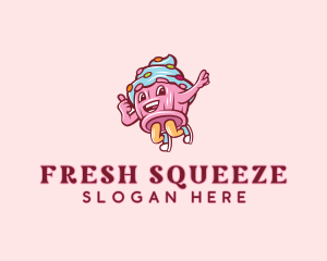 Cupcake Bakery Cartoon Mascot logo design