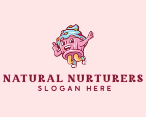 Cupcake Bakery Cartoon Mascot logo design