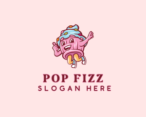 Cupcake Bakery Cartoon Mascot logo design