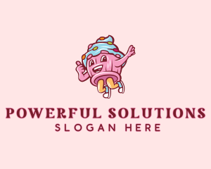 Cupcake Bakery Cartoon Mascot logo design