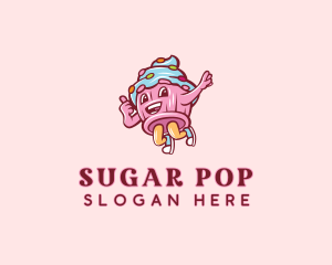 Cupcake Bakery Cartoon Mascot logo design