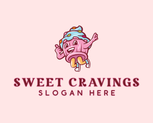 Cupcake Bakery Cartoon Mascot logo design