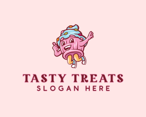 Cupcake Bakery Cartoon Mascot logo design