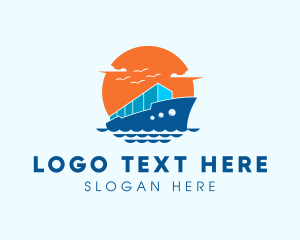 Cargo Ship Import Logistics Logo