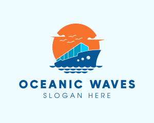 Cargo Ship Import Logistics logo design