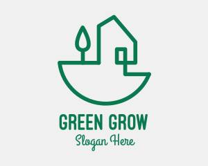 Green House Outline logo design