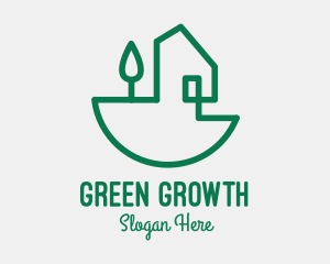 Green House Outline logo design