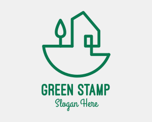 Green House Outline logo design