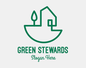 Green House Outline logo design