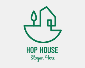 Green House Outline logo design