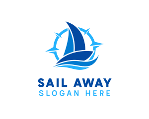 Blue Sailboat Compass logo design