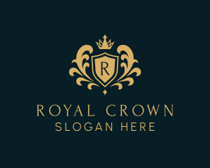 Ornate Crown Academy Shield logo design