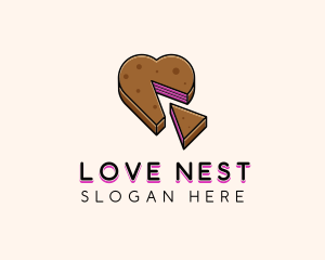 Heart Cake Dessert logo design