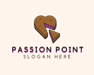 Heart Cake Dessert logo design