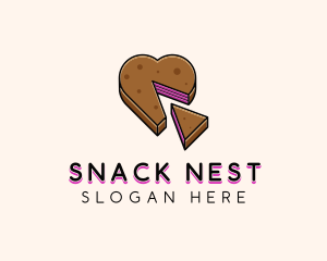 Heart Cake Dessert logo design