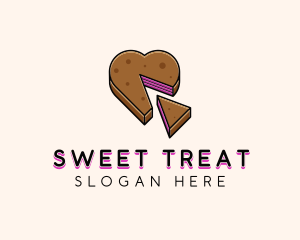 Heart Cake Dessert logo design