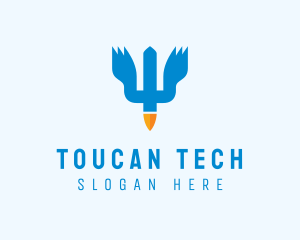 Trident Toucan Bird  logo design