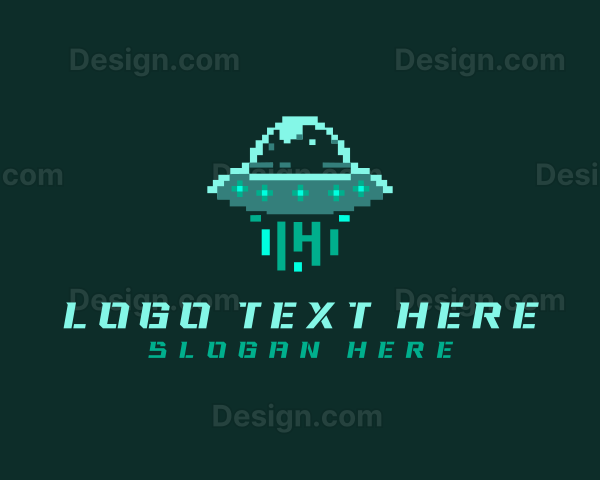 Pixel Alien UFO Logo