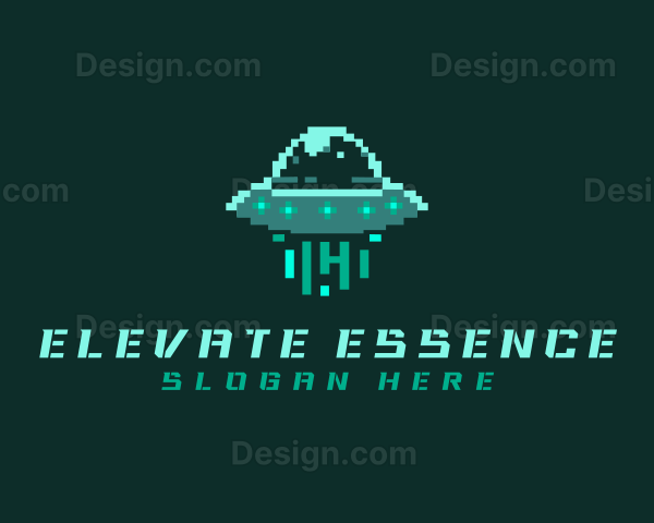 Pixel Alien UFO Logo