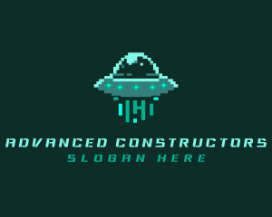 Pixel Alien UFO logo design