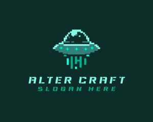 Pixel Alien UFO logo design