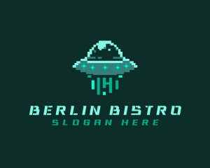 Pixel Alien UFO logo design