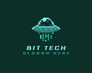 Pixel Alien UFO logo design