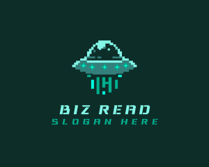 Pixel Alien UFO logo design