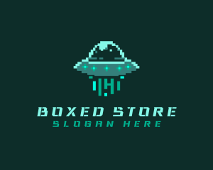 Pixel Alien UFO logo design