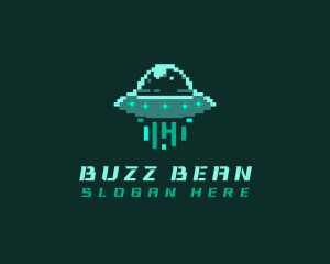 Pixel Alien UFO logo design