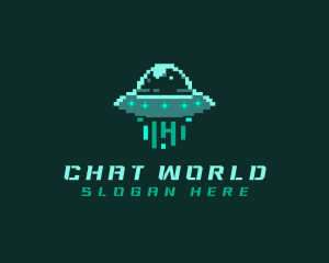 Pixel Alien UFO logo design