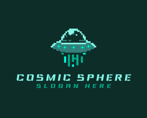 Pixel Alien UFO logo design