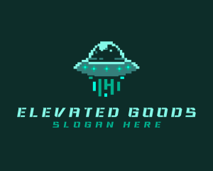 Pixel Alien UFO logo design