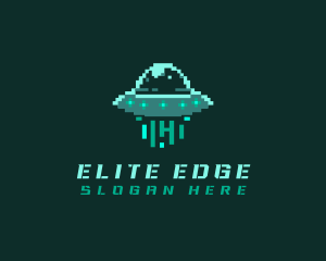 Pixel Alien UFO logo design