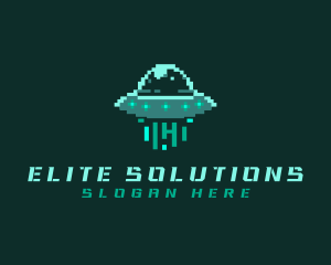 Pixel Alien UFO logo design