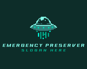 Pixel Alien UFO logo design