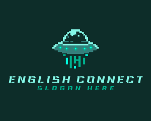 Pixel Alien UFO logo design