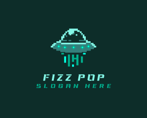 Pixel Alien UFO logo design