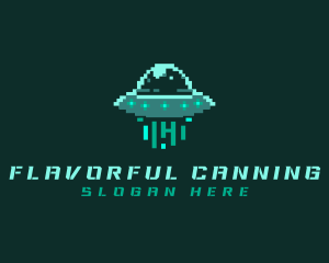 Pixel Alien UFO logo design