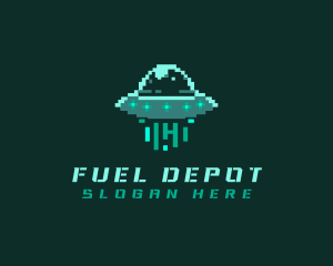 Pixel Alien UFO logo design