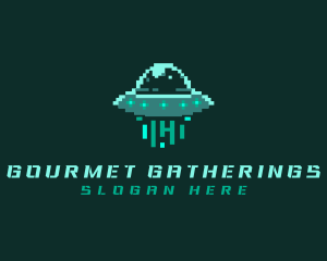 Pixel Alien UFO logo design